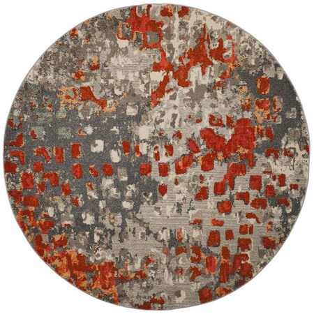 Safavieh 5 x 5 ft. Monaco Power Loomed Round Area RugGrey & Orange MNC225H-5R
